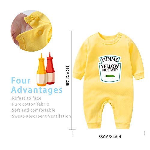 culbutomind Ropa Bebé Gemelo Yummz Tomato Ketchup Bebé Niños Recien Divertido Pijama para Bebé 2 Piezas Mono para Niños(RY Romper 6m)