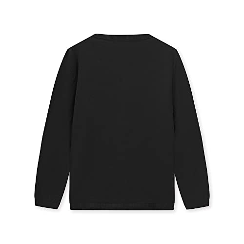 CUNYI Cárdigan para Niñas Rebeca de Punto Algodón Cuello Redondo Suéter Ligero con Botones Uniforme Escolar para Niña, Negro 120