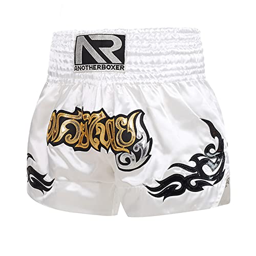 CUSROS Muay Thai Boxing Fighting Shorts, Ropa deportiva Concurso de entrenamiento transpirable Muay Thai Rope Design Arts Martial Backboxing Shorts Ropa Negro l L