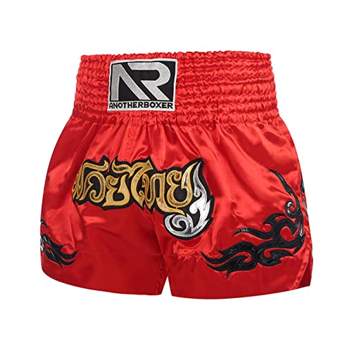 CUSROS Muay Thai Boxing Fighting Shorts, Ropa deportiva Concurso de entrenamiento transpirable Muay Thai Rope Design Arts Martial Backboxing Shorts Ropa Negro l L