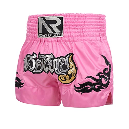 CUSROS Muay Thai Boxing Fighting Shorts, Ropa deportiva Concurso de entrenamiento transpirable Muay Thai Rope Design Arts Martial Backboxing Shorts Ropa Negro l L