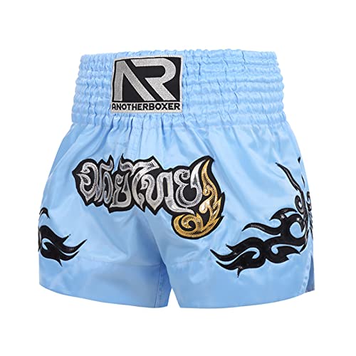 CUSROS Muay Thai Boxing Fighting Shorts, Ropa deportiva Concurso de entrenamiento transpirable Muay Thai Rope Design Arts Martial Backboxing Shorts Ropa Negro l L