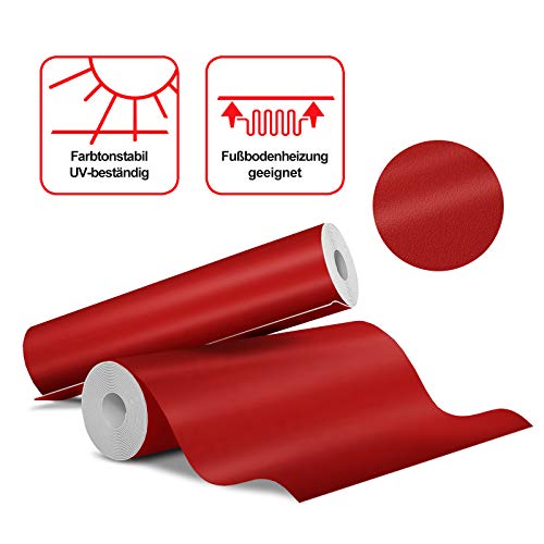 CV Suelo de vinilo monocolor Expotop – Suelo de PVC resistente a la abrasión – muchos colores (100 x 200 cm, rojo)