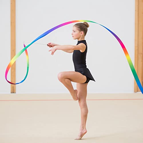 CWED 4 piezas cinta gimnasia ritmica,gimnasia ritmica niña,cinta gimnasia ritmica,Ligero y hermoso, adecuado para el arte de la danza del entrenamiento del espectáculo de talentos de los niños.