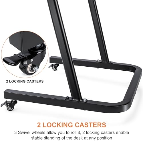 CXWXC Escritorio para Bicicleta de Entrenamiento en Interiores, Soporte para computadora de Altura Ajustable con Superficie Antideslizante - Mesa portátil para Ejercicios con Ruedas bloqueables