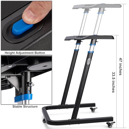 CXWXC Escritorio para Bicicleta de Entrenamiento en Interiores, Soporte para computadora de Altura Ajustable con Superficie Antideslizante - Mesa portátil para Ejercicios con Ruedas bloqueables