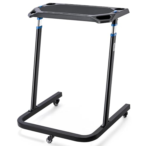 CXWXC Escritorio para Bicicleta de Entrenamiento en Interiores, Soporte para computadora de Altura Ajustable con Superficie Antideslizante - Mesa portátil para Ejercicios con Ruedas bloqueables