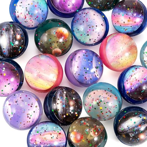 CYBGQP Juego de 15 bolas elásticas para fiestas de cumpleaños infantiles, diseño de bolas espaciales