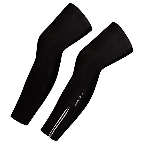 CYCEARTH Calentadores de piernas de ciclismo para hombres y mujeres, leggings de bicicleta MTB, calentadores de piernas, mallas deportivas, cubiertas a prueba de sol, Negro -, Medium