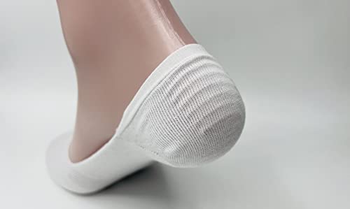 CYS Calcetines pinkies - Pack de 6 calcetines invisibles y antideslizantes con silicona en el talón. Calcetines bajos de Algodón. (39-42, BLANCO)