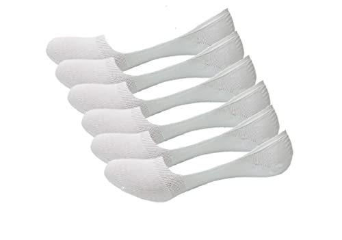 CYS Calcetines pinkies - Pack de 6 calcetines invisibles y antideslizantes con silicona en el talón. Calcetines bajos de Algodón. (39-42, BLANCO)