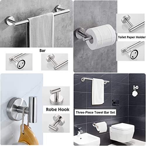 Czemo 3 Piezas Juego de Accesorios de baño con Barras de Toalla，Soporte Montado en la Pared de Acero Inoxidable,Plata 16",1 de Papel,1 Ganchos para Albornoz