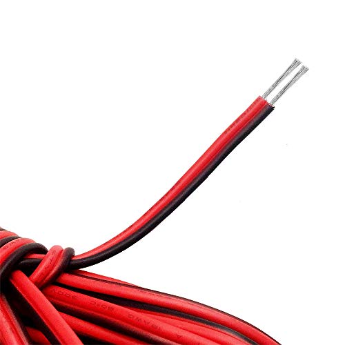 D-Orange 22 AWG 10 Metros Cable Eléctrico Alambre de Cobre Estañado Resistencia a Altas Temperaturas Negro y Rojo para Conductor de Tira LED, Auto y Otros