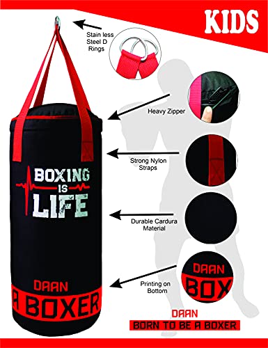 DAAN MMA Juego de saco de boxeo para niños con guantes de boxeo, entrenamiento de Muay Thai, fitness, kickboxing, grappling, tailandés, sparring, karate, taekwondo, ejercicio y fitness, 55 cm, sin