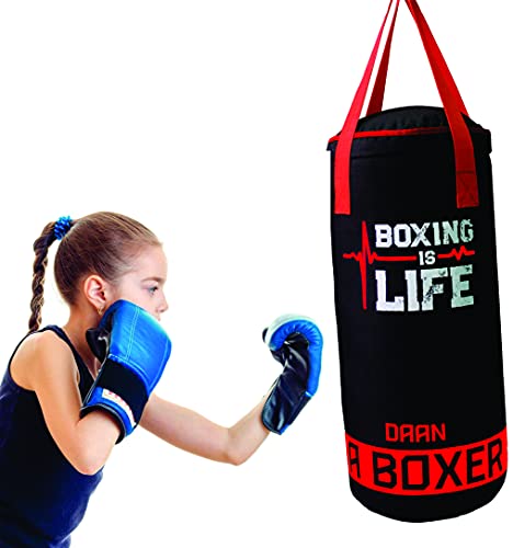 DAAN MMA Juego de saco de boxeo para niños con guantes de boxeo, entrenamiento de Muay Thai, fitness, kickboxing, grappling, tailandés, sparring, karate, taekwondo, ejercicio y fitness, 55 cm, sin