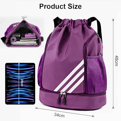 DAGORD Mochila Cuerdas Mochila Deporte Mochila Cuerdas Impermeable Mochila Cuerdas Mujer Bolso de Cuerdas Hombre con Compartimento Zapatos para Deporte Escolar Senderismo Gimnasio Viaje Playa