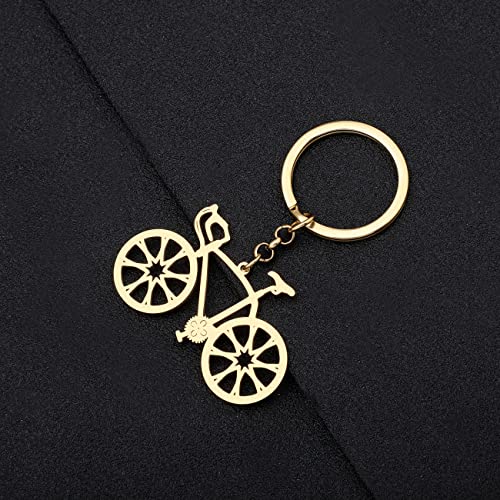 DALANE Llavero de Acero Inoxidable de Bici Linda Joyería de Bicicleta para Mujeres de las Muchachas Encantos Regalos Llavero de la Cartera Anillos (Chapado Oro 18K A)