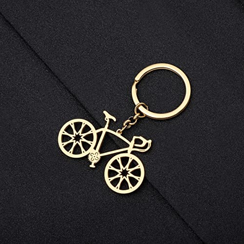 DALANE Llavero de Acero Inoxidable de Bici Linda Joyería de Bicicleta para Mujeres de las Muchachas Encantos Regalos Llavero de la Cartera Anillos (Chapado Oro 18K A)