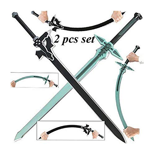 damdos Halloween Cosplay Prop PU Foam 31.5 Inch Dark Repulser Kirito Kirigaya Sword Kirigaya Kazuto Cosplay Yuuki Asuna Black Sword (2pcs/Sets)