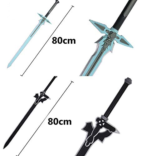 damdos Halloween Cosplay Prop PU Foam 31.5 Inch Dark Repulser Kirito Kirigaya Sword Kirigaya Kazuto Cosplay Yuuki Asuna Black Sword (2pcs/Sets)