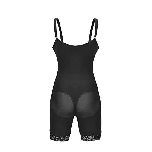 DaMohony Faja moldeadora para mujer, control de abdomen, busto abierto, moldeador de cuerpo para levantamiento de glúteos y adelgazante de muslos, Negro, Small/Medium