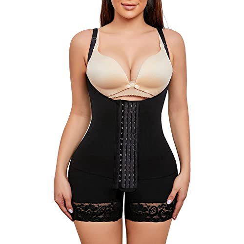 DaMohony Faja moldeadora para mujer, control de abdomen, busto abierto, moldeador de cuerpo para levantamiento de glúteos y adelgazante de muslos, Negro, Small/Medium