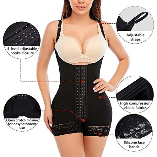 DaMohony Faja moldeadora para mujer, control de abdomen, busto abierto, moldeador de cuerpo para levantamiento de glúteos y adelgazante de muslos, Negro, Small/Medium