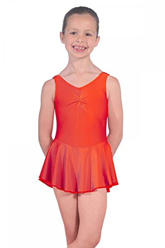 Dancewear Central Istdj-Maillot de Licra con Falda, Niñas, Rojo, 9-10 años