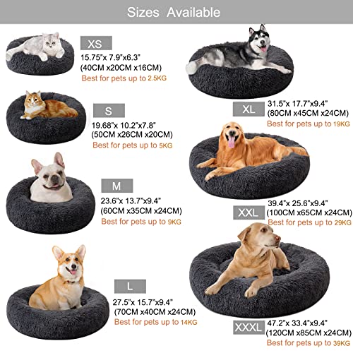 DanceWhale Redonda Cama Perro Gato Cama Cama de Felpa para Mascota Lavable Sofa Suave Cachorro Calentito Cojín(50cm, Gris Oscuro)