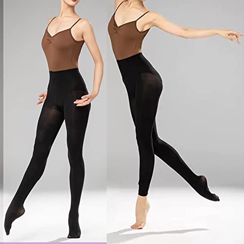 DANCEYOU Medias Ballet Danza para Niñas y Mujer con Pies/Convertibles Opaco Pantys para Niños y Adultos Negro, L