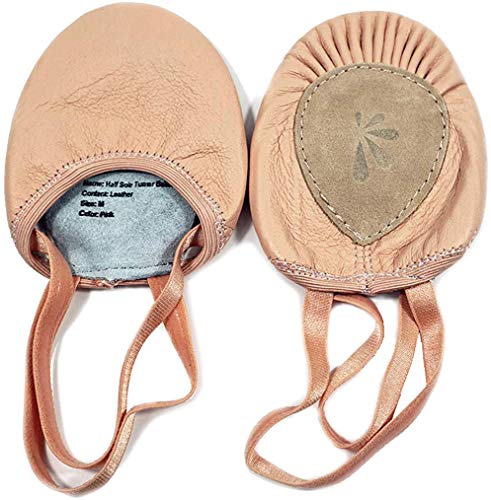 DANCEYOU Punteras Gimnasia Ritmica Zapatillas Media Suela de Cuero Antideslizantes para Ballet Danza del Vientre Jazz Yoga Baile Moderna Rítmica, Rosa L