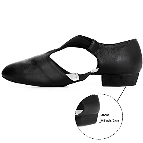 DANCEYOU Zapatos de Jazz para Mujer con Suela Blanda Zapatos de Baile Latino para Hombre Sandalias de Enseñanza de Baile de Cuero para Baile de Salón Salsa Latina Moderna, Negro EU 38.5