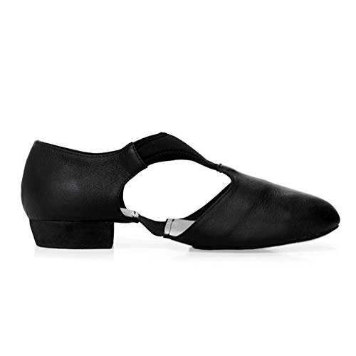 DANCEYOU Zapatos de Jazz para Mujer con Suela Blanda Zapatos de Baile Latino para Hombre Sandalias de Enseñanza de Baile de Cuero para Baile de Salón Salsa Latina Moderna, Negro EU 38.5