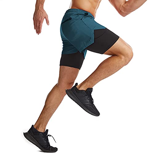 Danfiki Pantalones Cortos de Running para Hombre con Bolsillo para teléfono Entrenamiento Ligeros de Secado rápido