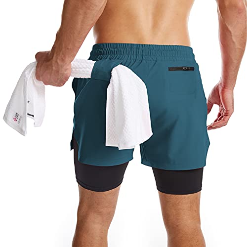 Danfiki Pantalones Cortos de Running para Hombre con Bolsillo para teléfono Entrenamiento Ligeros de Secado rápido