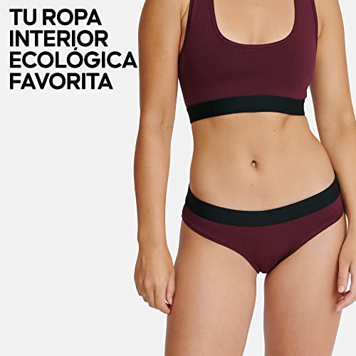 DANISH ENDURANCE Braguita de Algodón Orgánico, Ropa Interior Mujer Suave, (x2 Negro, x2 Gris Oscuro, x2 Granate), M