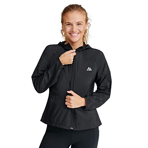 DANISH ENDURANCE Cortavientos Para Mujer, Chaqueta Deportiva con Capucha Ajustable, Puños Elásticos, Negro, M