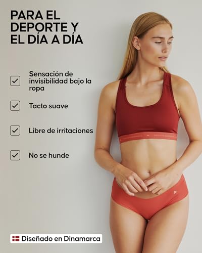 DANISH ENDURANCE Pack de 3 Braguitas Hipster de Microfibra para Mujer, Corte con láser, Cómodas, Sin Costuras, Multicolor (1x Negro, 1x Rosa Terra Cotta, 1x Rubí), XL