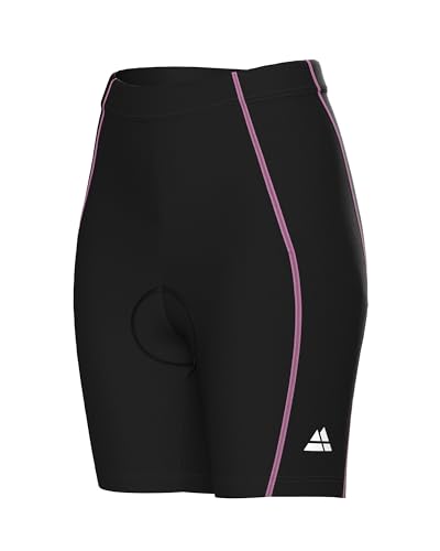 DANISH ENDURANCE Pantalón Corto Acolchados con Gel 3D de Ciclismo para Mujer, Elásticos, Transpirables, Negro/Rosa, S