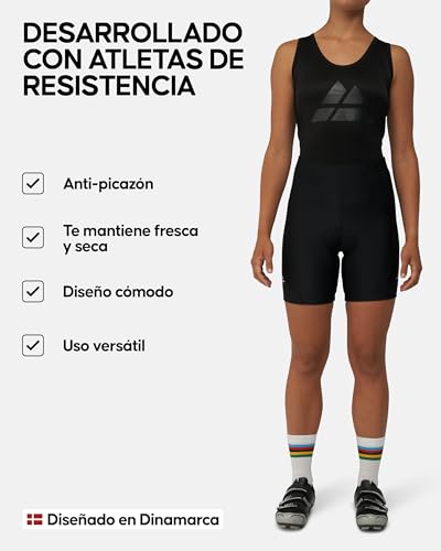 DANISH ENDURANCE Pantalón Corto Acolchados con Gel 3D de Ciclismo para Mujer, Elásticos, Transpirables, Negro/Rosa, S