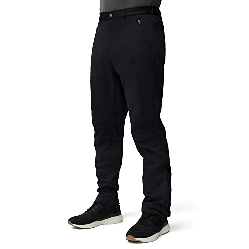 DANISH ENDURANCE Pantalón Softshell para Hombre, Forro Polar, Cortavientos, Repelente al Agua, Aislante, Negro, L