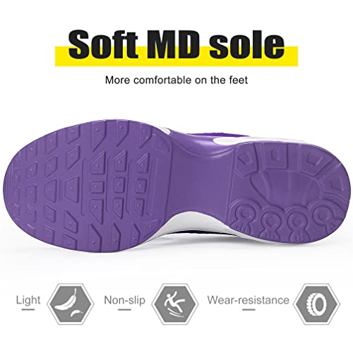 Dannto Zapatos Deporte Mujer Zapatillas Deportivas Correr Gimnasio Casual Zapatos para Caminar Mesh Running Transpirable Aumentar Más Altos Sneakers (Morado-B,36)