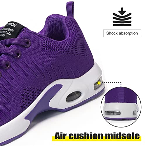 Dannto Zapatos Deporte Mujer Zapatillas Deportivas Correr Gimnasio Casual Zapatos para Caminar Mesh Running Transpirable Aumentar Más Altos Sneakers (Morado-B,36)