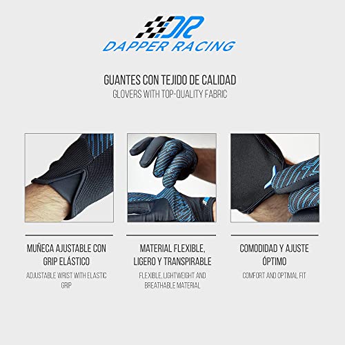 DAPPER RACING | Guantes SIM RACING | Apto para Pantalla Táctil | Refuerzo en la Palma | Silicona Antideslizante | Agarre Óptimo | Ligero y Transpirable | Diseñados para SimRacers | Serie Green GT (XL)