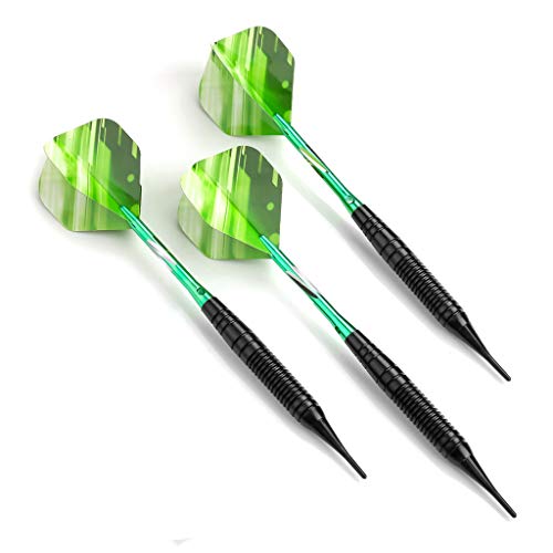 Dardos con Punta de plástico, Dardos Dardos 19 Gramos, e Dardos Dardos 19 g, Verde Azul Rojo Negro Dart Shaft Flight Accesorios con Bolsillo para Tablero de Dardos electrónico, Dardos Blandos