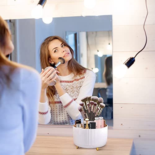 DASIAUTOEM Organizador de Maquillaje, Organizador de Pinceles Giratorio 360°, Almacenaje Maquillaje, Estante de Cosméticos, Pincel de Sombra de Ojos, Estuche de Lápiz Labial, para Dormitorio Baño