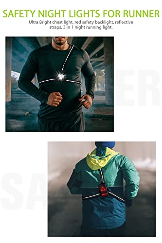 DAWINSIE Luz para Correr Running con Recargables USB Impermeable, Luz Led Frontal Correr, Lámpara 3 Modos, con Cinta reflectante, Liviano, Cómodo e Ideal para Trotar, Competir (Black)