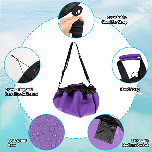 Dawitrly Cambiador de traje de neopreno, duradero, impermeable, bolsa seca con bolsillo y correas de asa para surfistas, kayakers, vigas y navegantes (morado)