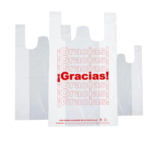 DAYMAND STORE | Bolsas Plastico | Bolsas de Plastico | ECONOMICAS | 200 uds | 40x50cm (Ver imágen) | Bolsas Aptas para Uso Alimentario | Bolsas de Plastico con Asas | Bolsas Plastico Asas | Galga 50 |