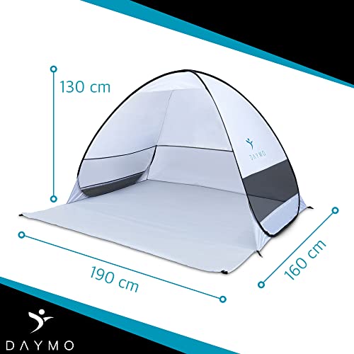 DAYMO Tienda de playa, 190 x 160 cm, con protección UV 50+ I cortavientos, autodesplegable, tienda Pop Up